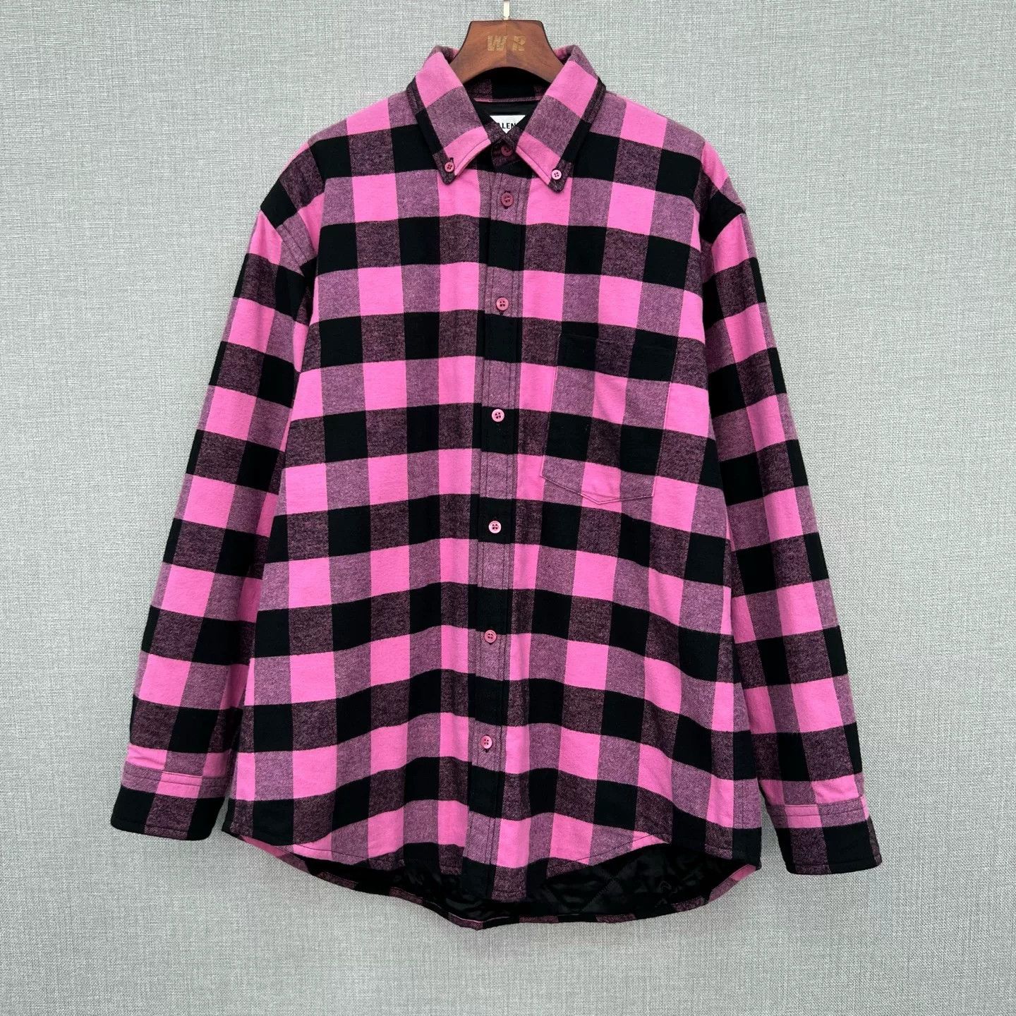 Balenciaga Balenciaga Black Pink Flannel Logo Plaid Shirt Jacket Size XXS / US 00 / IT 34 - 1 Thumbnail