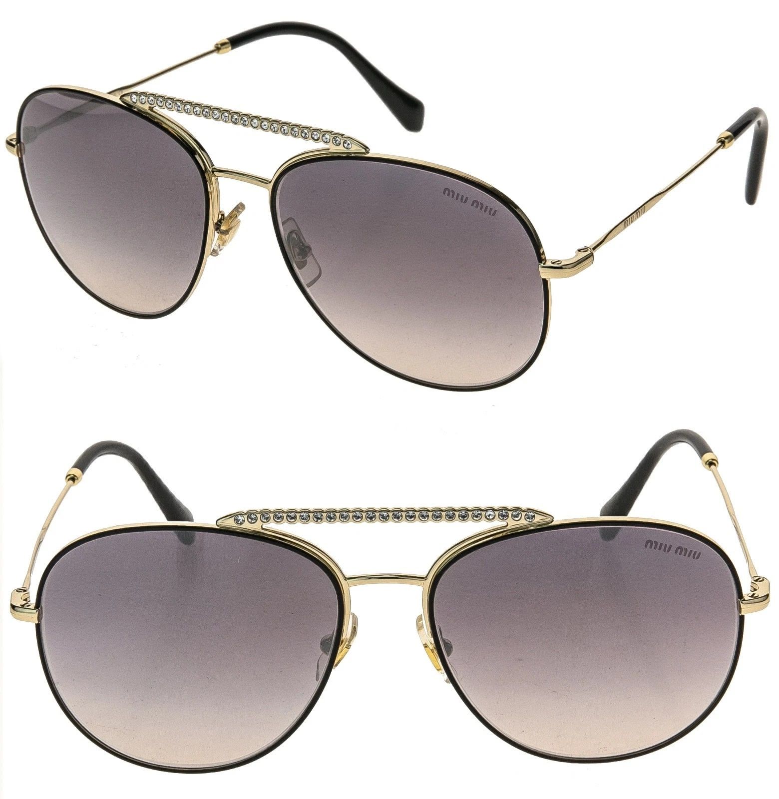 Miu Miu MIU MIU MU53VS SOCIETE CRYSTAL Gold Black Pink Aviator 53V Size ONE SIZE - 1 Thumbnail