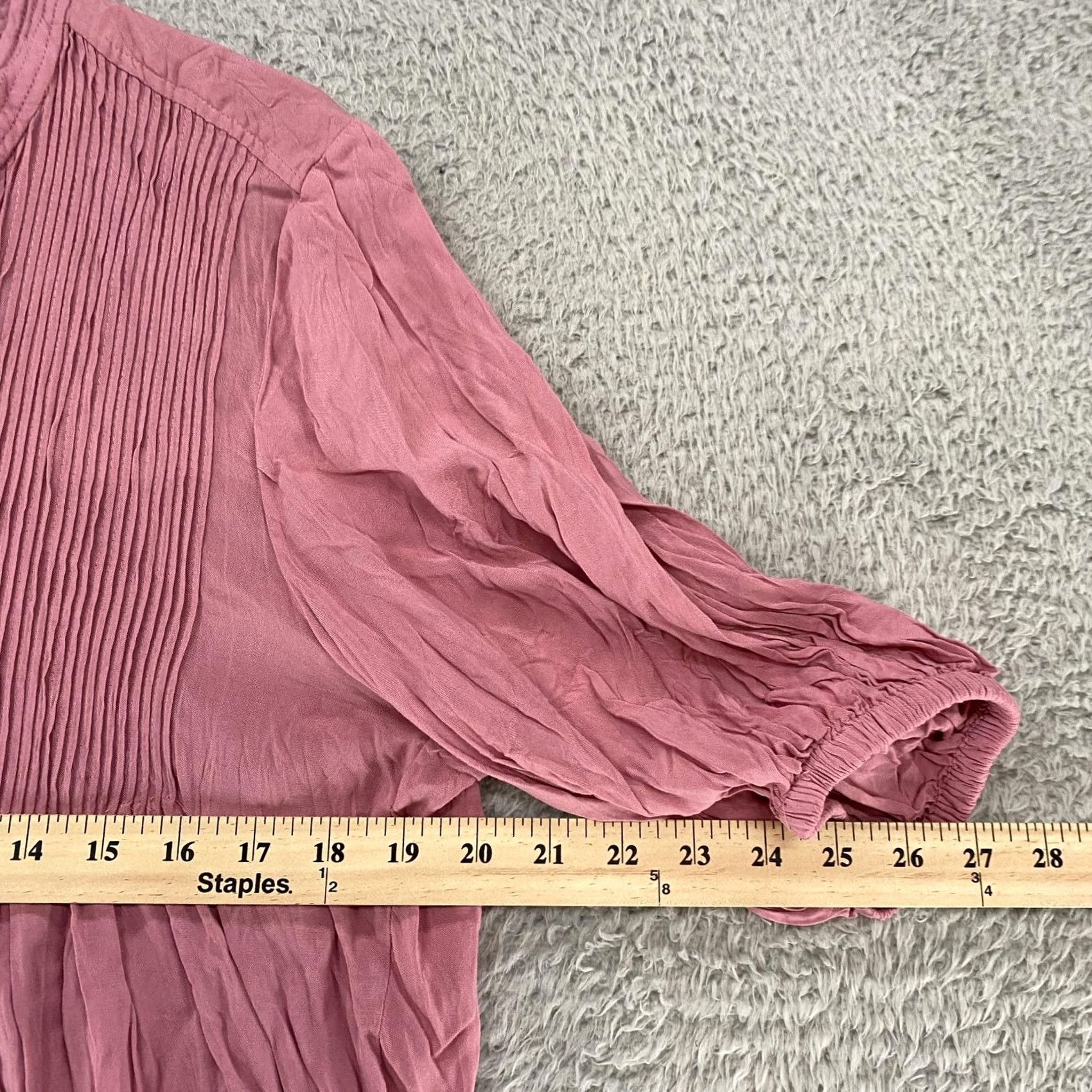 Vintage Sundance Shirt Womens XL Pink Kimberly Tunic Pintuck Henley Crinkle Rayon Top Size XL / US 12-14 / IT 48-50 - 5 Thumbnail
