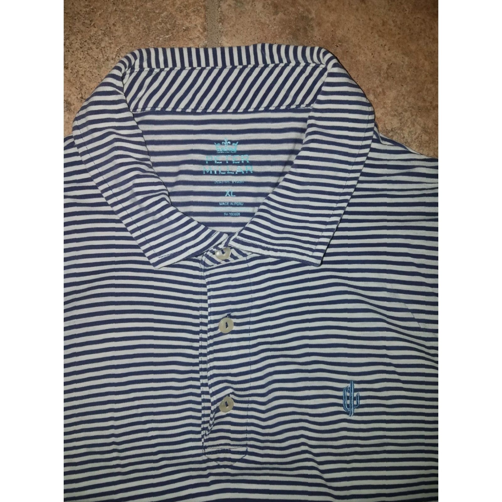 Peter Millar PETER MILLAR Polo Shirt Golf XL Men Blue White Striped Shirt Mens XL Blue/White Striped Golf Polo Size US XL / EU 56 / 4 - 2 Thumbnail