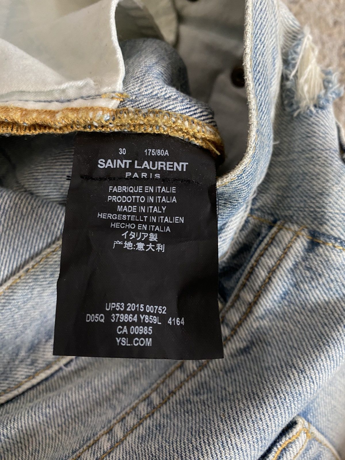 Hedi Slimane × Saint Laurent Paris Saint Laurent - 2015 Knee Repair D02 Lightwash Jeans Size US 32 / EU 48 - 8 Thumbnail