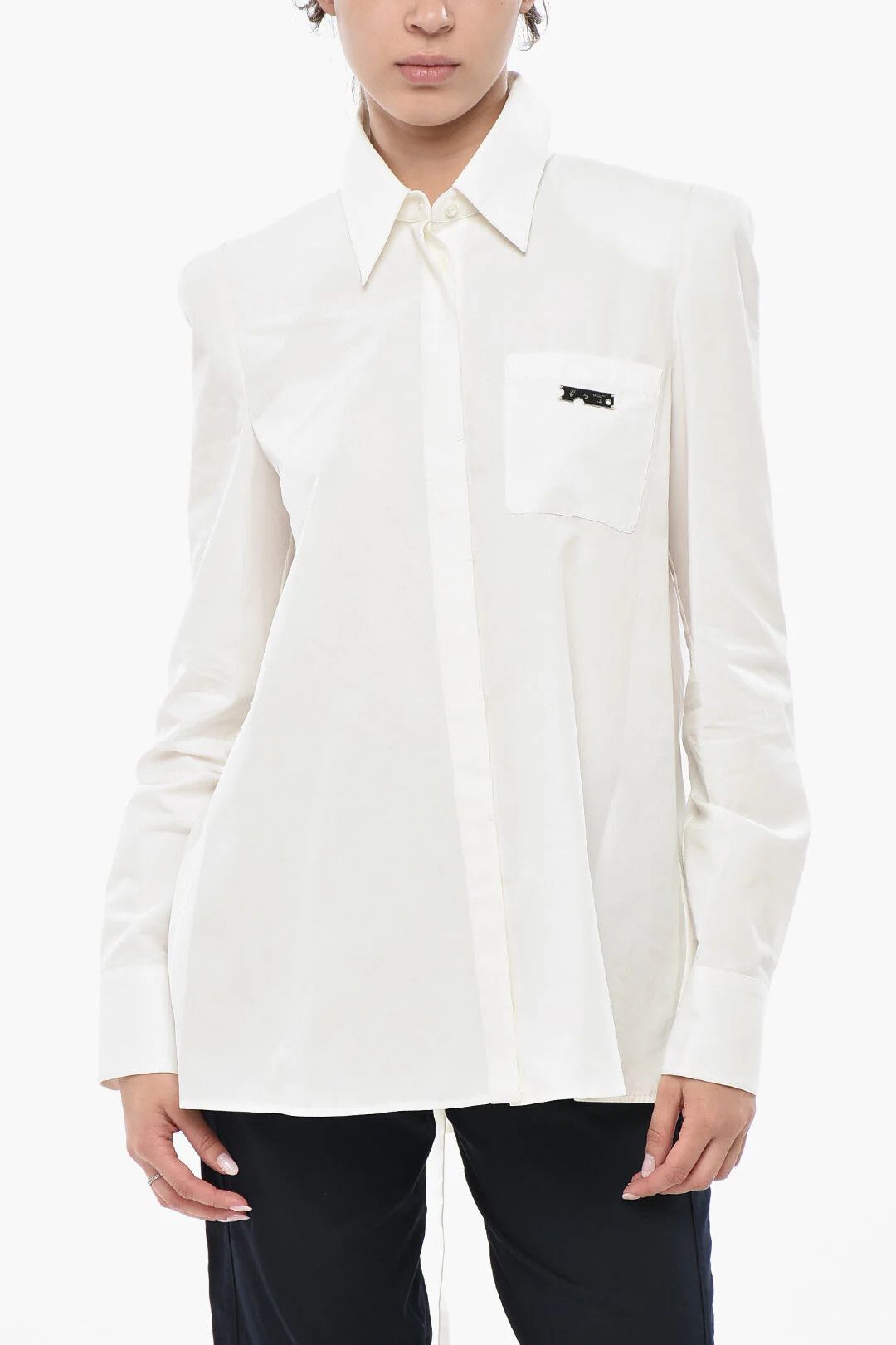 Off-White og1mm0426 Poplin Blouse in White Size S / US 4 / IT 40 - 1 Thumbnail