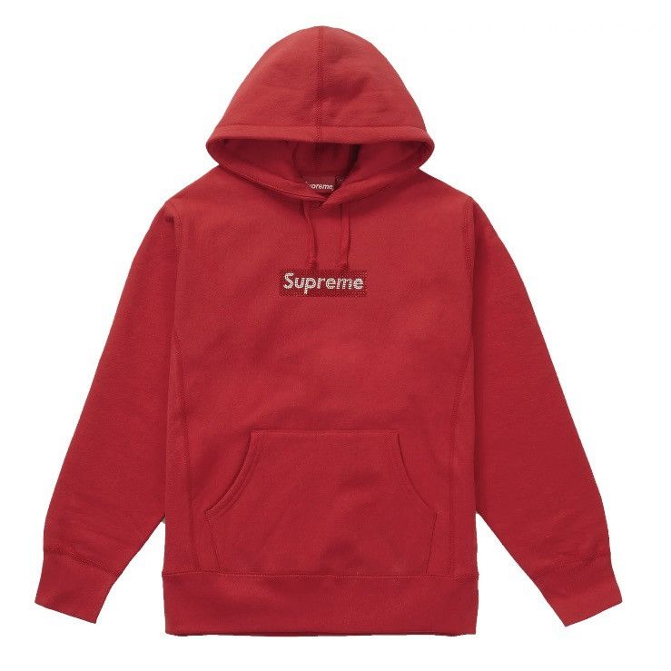 Supreme Swarovski Supreme x Swarovski Box Logo Hoodie Red Grailed