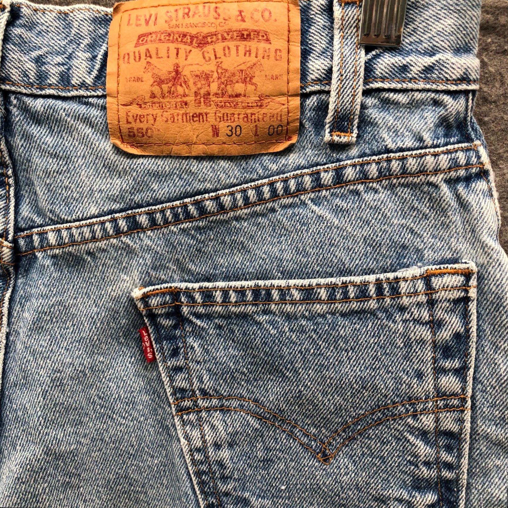 Levi's VTG Levis 550 Denim Shorts Mens 30 Light Wash Blue Frayed Dad Relaxed Fit Cotton Size US 30 / EU 46 - 7 Thumbnail