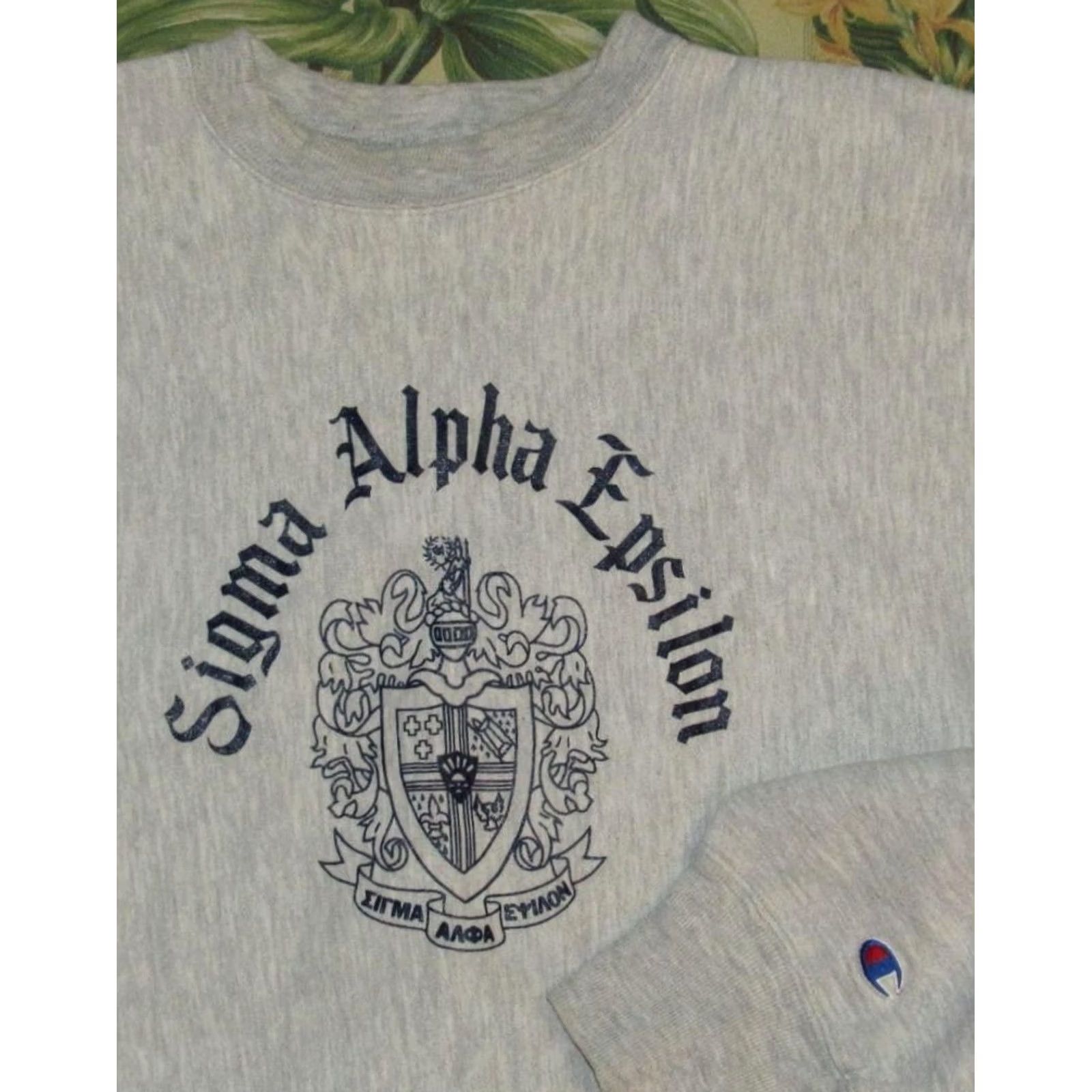 Champion Vtg Champion Sigma Alpha Epsilon Reverse Weave Sweater Made In USA XXL Mens Gray Size US XXL / EU 58 / 5 - 2 Thumbnail
