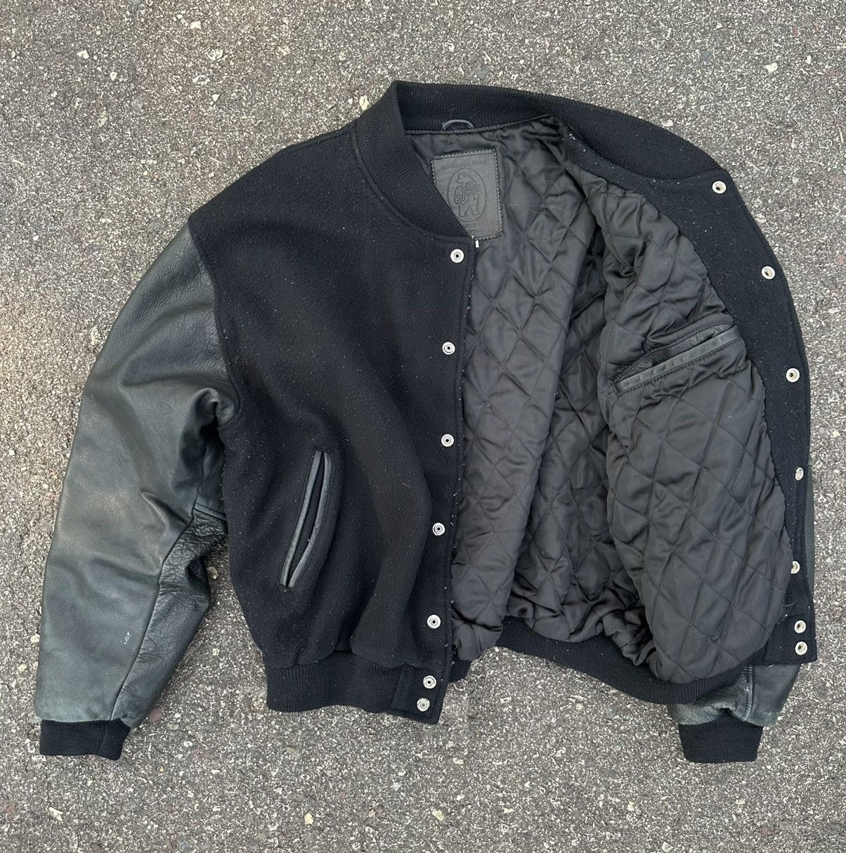 Golden Bear Heavyweight black bomber, leather jacket (authentic vintage) Size US L / EU 52-54 / 3 - 2 Thumbnail