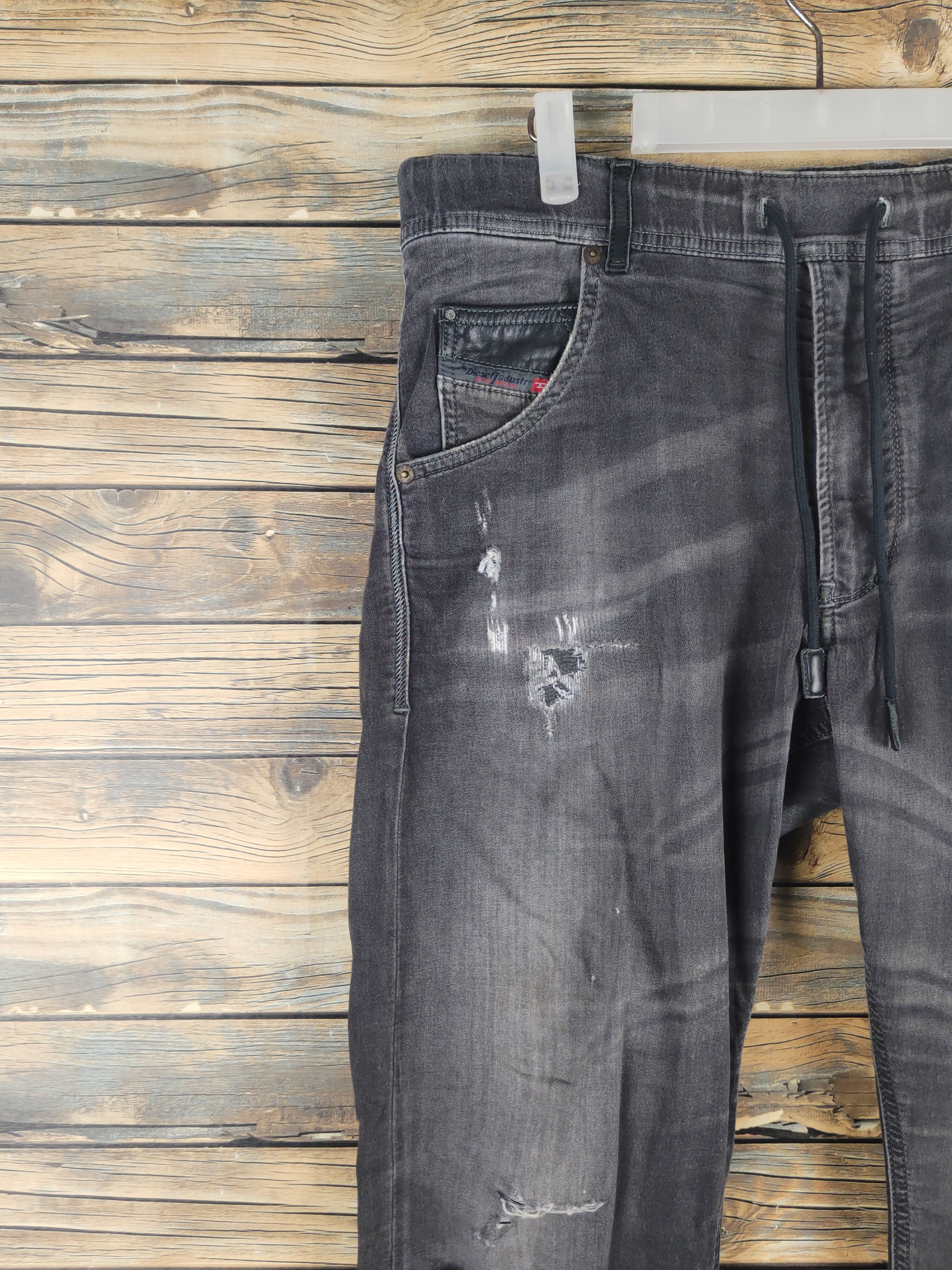 Diesel DL Diesel Black Ripped Soft Jeans sweatpants #46-237T Size US 33 - 4 Thumbnail