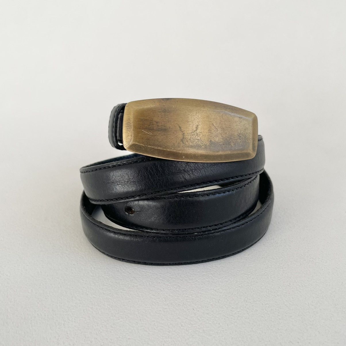 Maison Margiela Mid 2000s ‘Distressed Brass Buckle’ Belt Size 36 - 2 Thumbnail