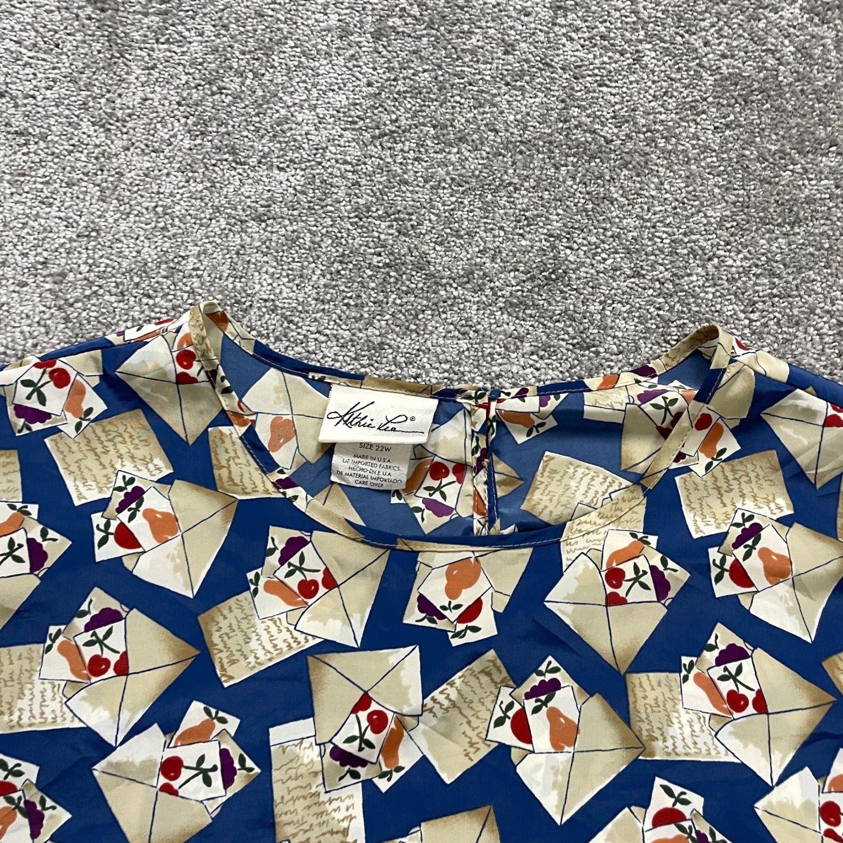 Lee Kathie Lee Blouse Womens 22W Multicolor Patterned Round Neck Short Sleeve Casual Knit Polyester Size 3XL / US 20-22 - 3 Thumbnail