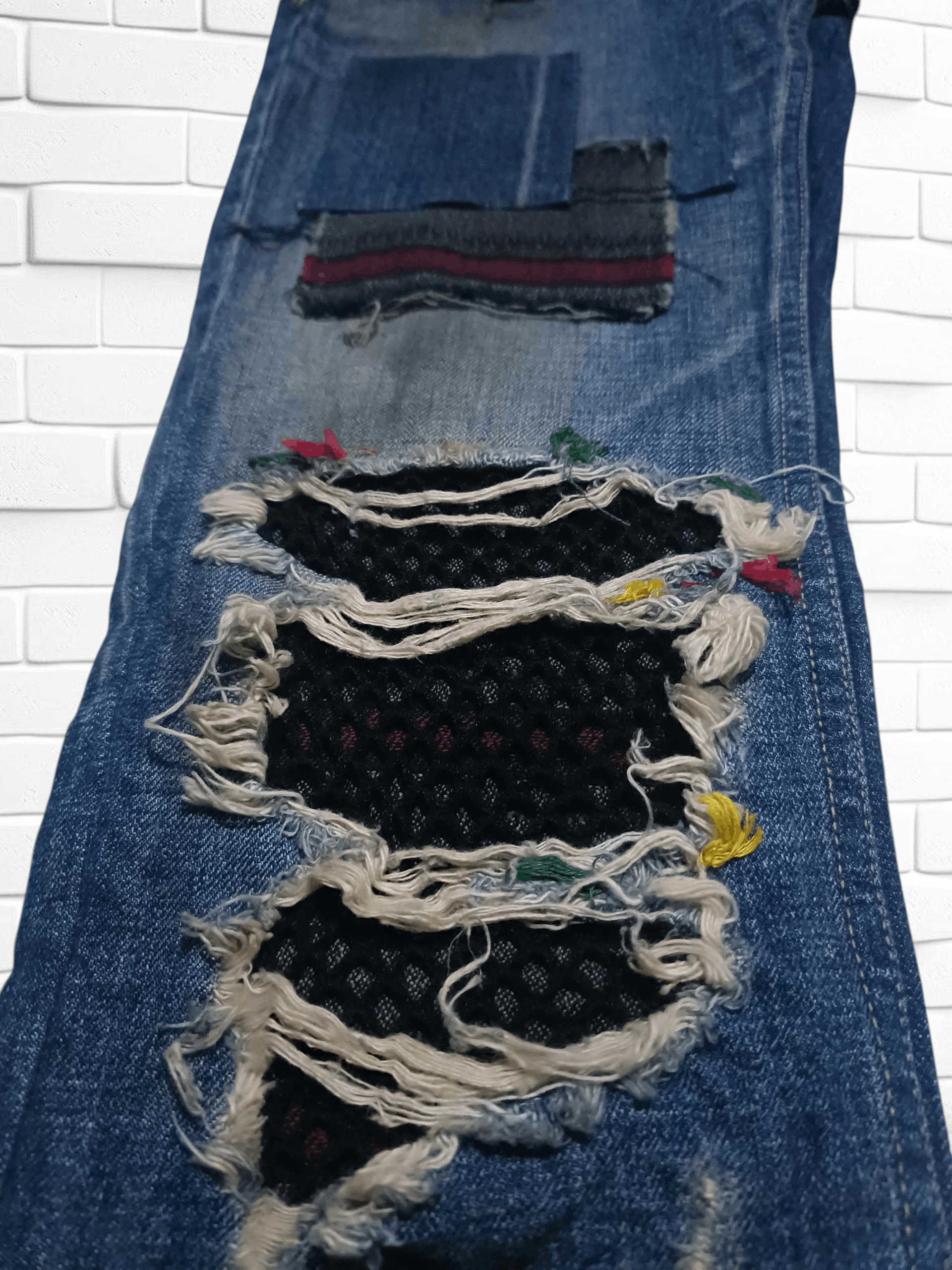 Japanese Brand Dead stock Japanese Art Patchwork Denim Skinny Denim Size US 29 - 5 Thumbnail
