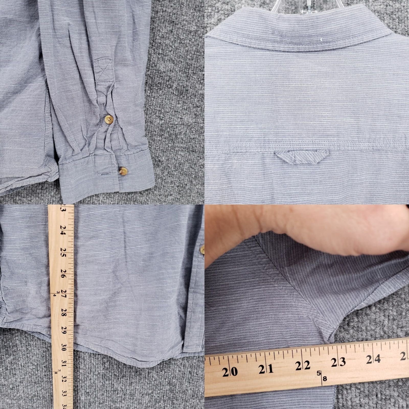 Vintage Ocean Current Shirt Mens XL Button-Up Blue/Grey Pockets Long Sleeves Cotton Casual Workwear Size US XL / EU 56 / 4 - 8 Thumbnail