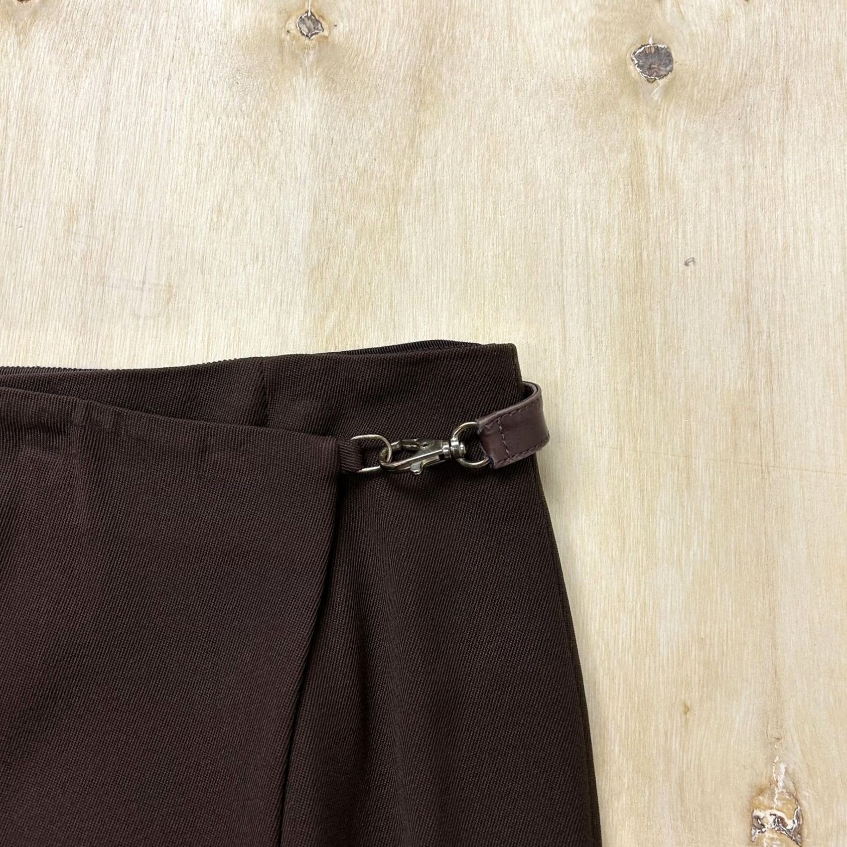 Vintage VINTAGE Worth Skirt Womens 4 Petite Brown Wrap Midi Wool Blend Buckle Office Bodied by Stitching? Size 27" / US 4 / IT 40 - 3 Thumbnail
