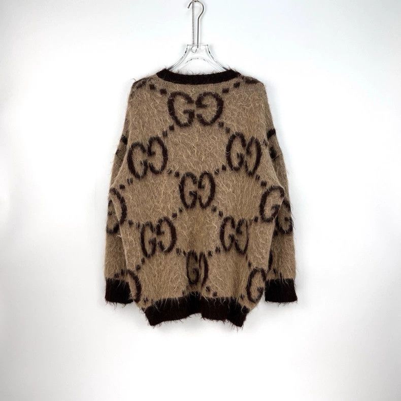 Gucci Gucci Coffee-colored classic logo horsehair sweater 2502-Ne Size US L / EU 52-54 / 3 - 4 Thumbnail