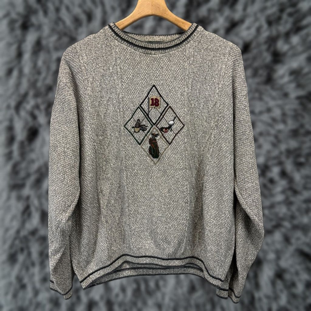 Haggar VINTAGE Haggar Golf Sweater Mens XL Gray Crew Neck Pullover Knit Cotton 90s Preppy Boxy Size US XL / EU 56 / 4 - 1 Thumbnail