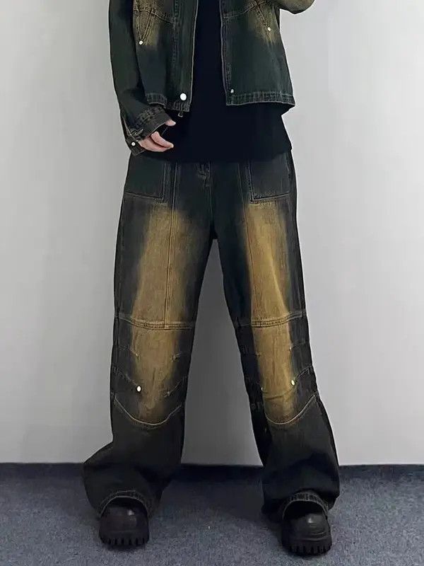 VIBE Vintage washed yellow muddy dyed rivet rare jeans Size US 30 / EU 46 - 2 Thumbnail