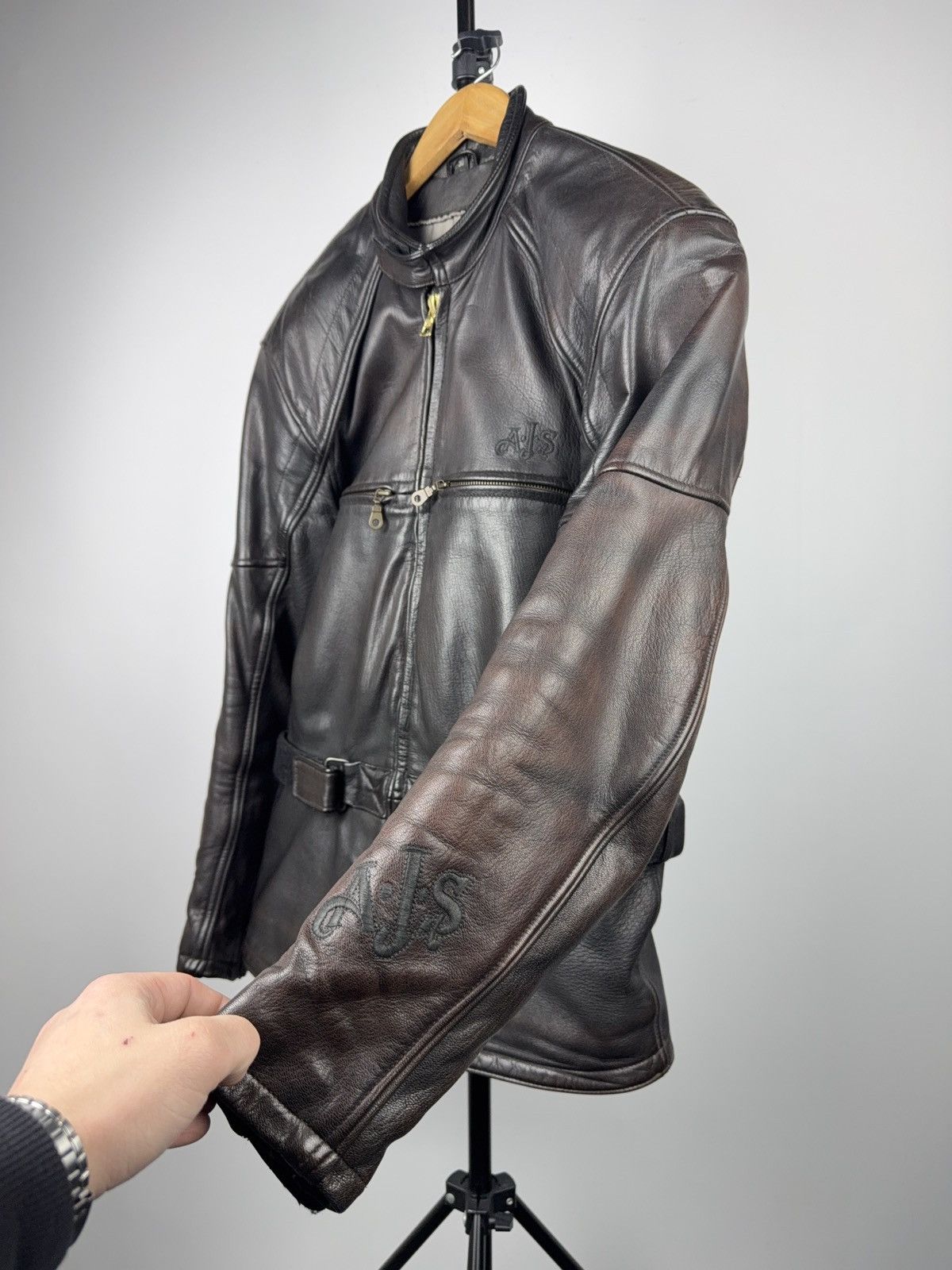 Genuine Leather 90s AJS Biker Moto Leather Motorcycle Jacket Armor Size 50 Size US M / EU 48-50 / 2 - 5 Thumbnail