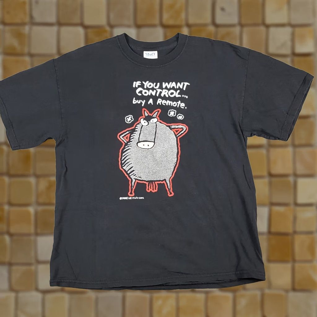 Lee Vintage M&O KNITS T-Shirt Men's XL Black Cotton Short Sleeve Crew Neck 90s Y2K Funny Horse Cartoon Logo Embroidered 00s Vintage Quality Shirt Size US XL / EU 56 / 4 - 1 Thumbnail
