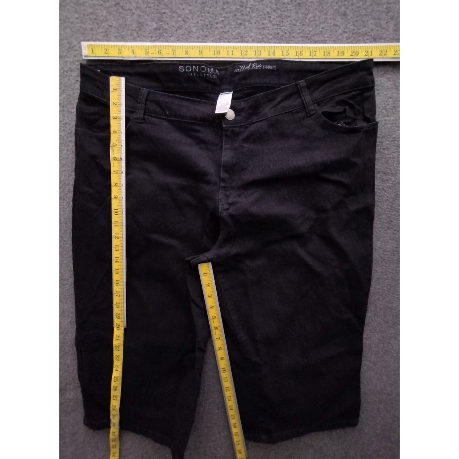 Vintage Sonoma Women’s Mid Rise Bermuda Shorts Jeans Black 22 Denim 5-Pocket Stretch Cotton Blend Casual Size 40" / US 18 - 4 Thumbnail