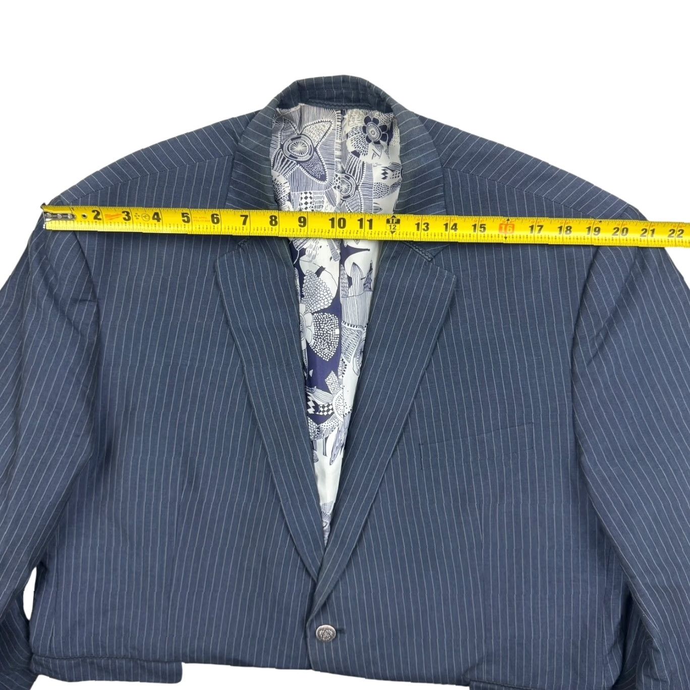 Robert Graham Robert Graham Blazer Jacket Mens Linen Blend Railroad Stripe Blue Size 50R Size 50R - 5 Thumbnail