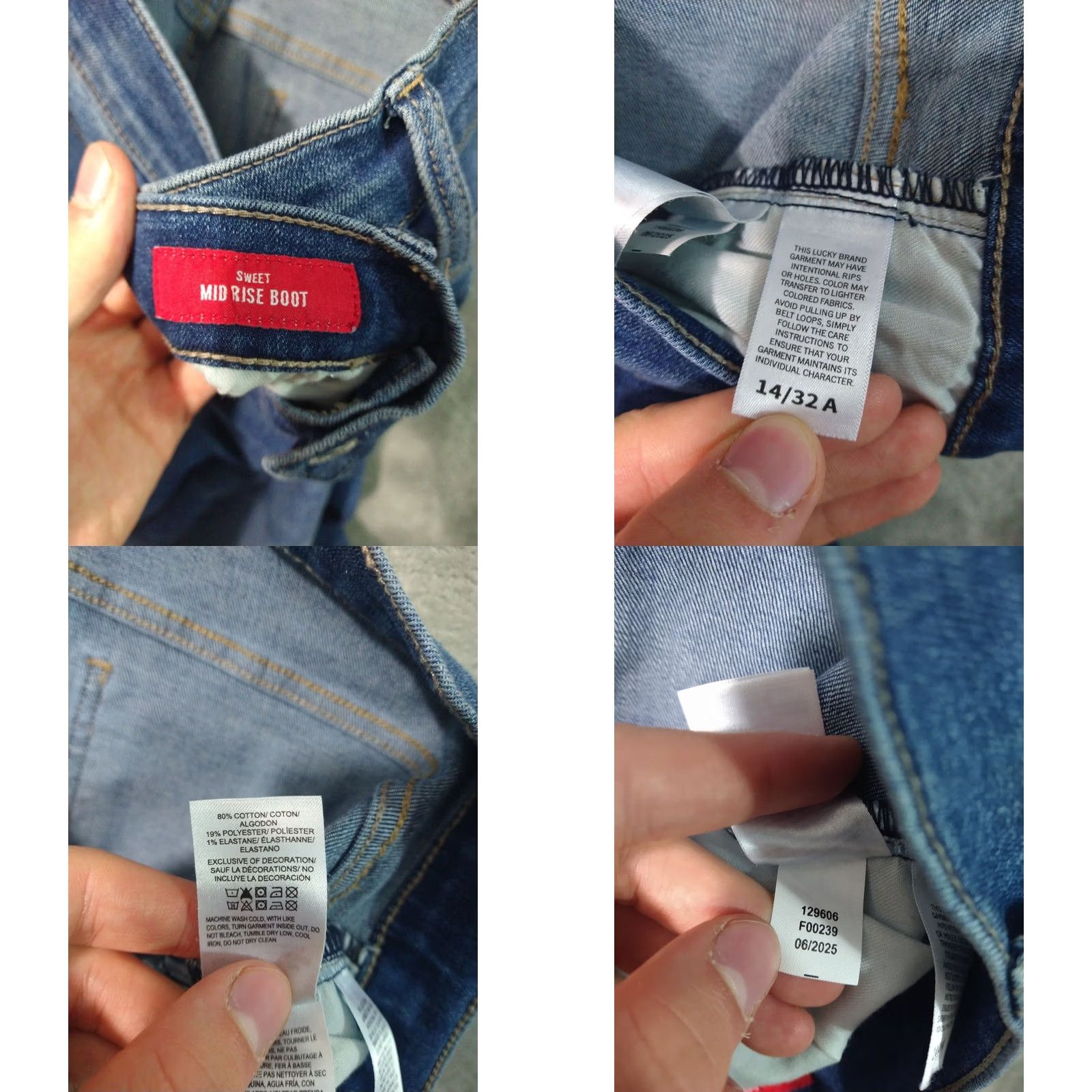 Lucky Brand Lucky Brand Jeans Women 14/32 Blue Denim Sweet Boot Cut Mid Rise Stretch Jeans Baggy? No. 5-Pocket Design Regular Size 14 Inseam 32 Blue Denim Size 36" / US 14 / IT 50 - 8 Thumbnail