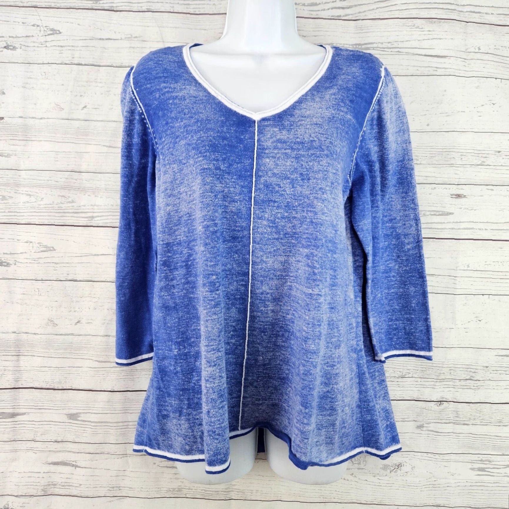 Habitat Habitat Womens Pullover Sweater 3/4 Sleeve Blue White Cotton Large L Womens Shirt Jumper Size L / US 10 / IT 46 - 2 Thumbnail