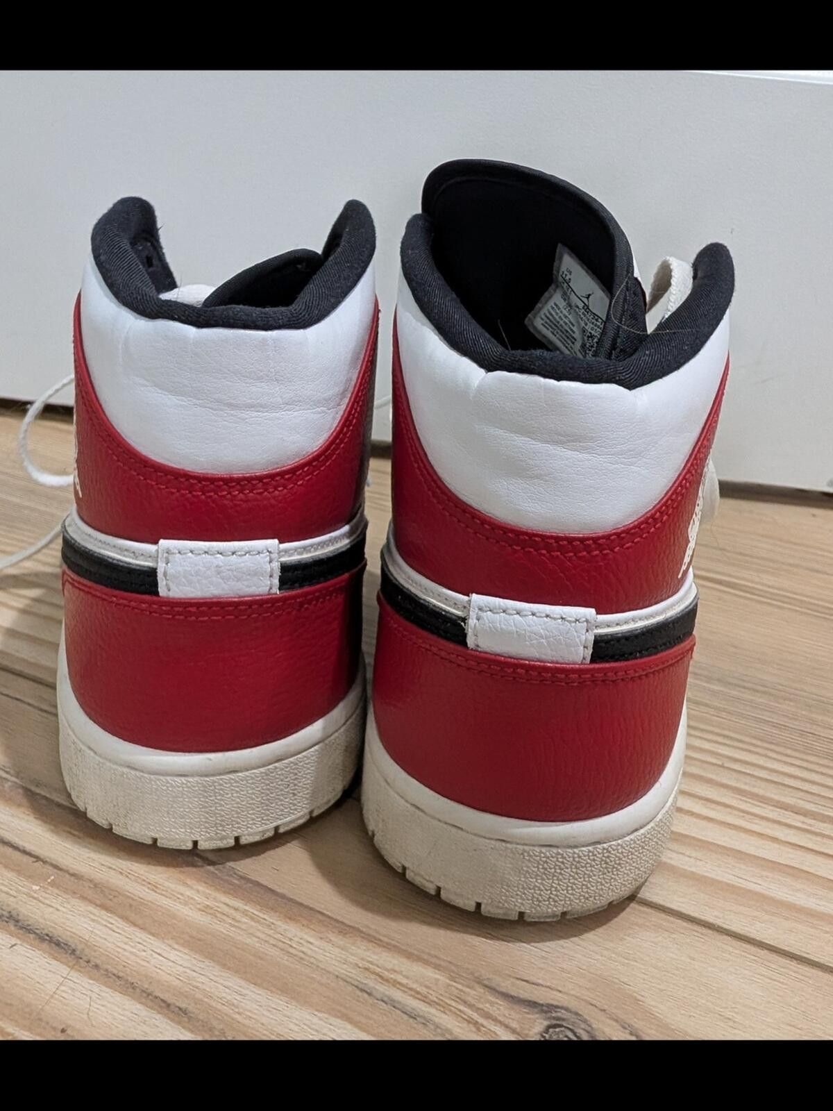 Jordan Brand Nike Air Jordan 1 Mid White Black Red Size US 11.5 / EU 44-45 - 4 Thumbnail