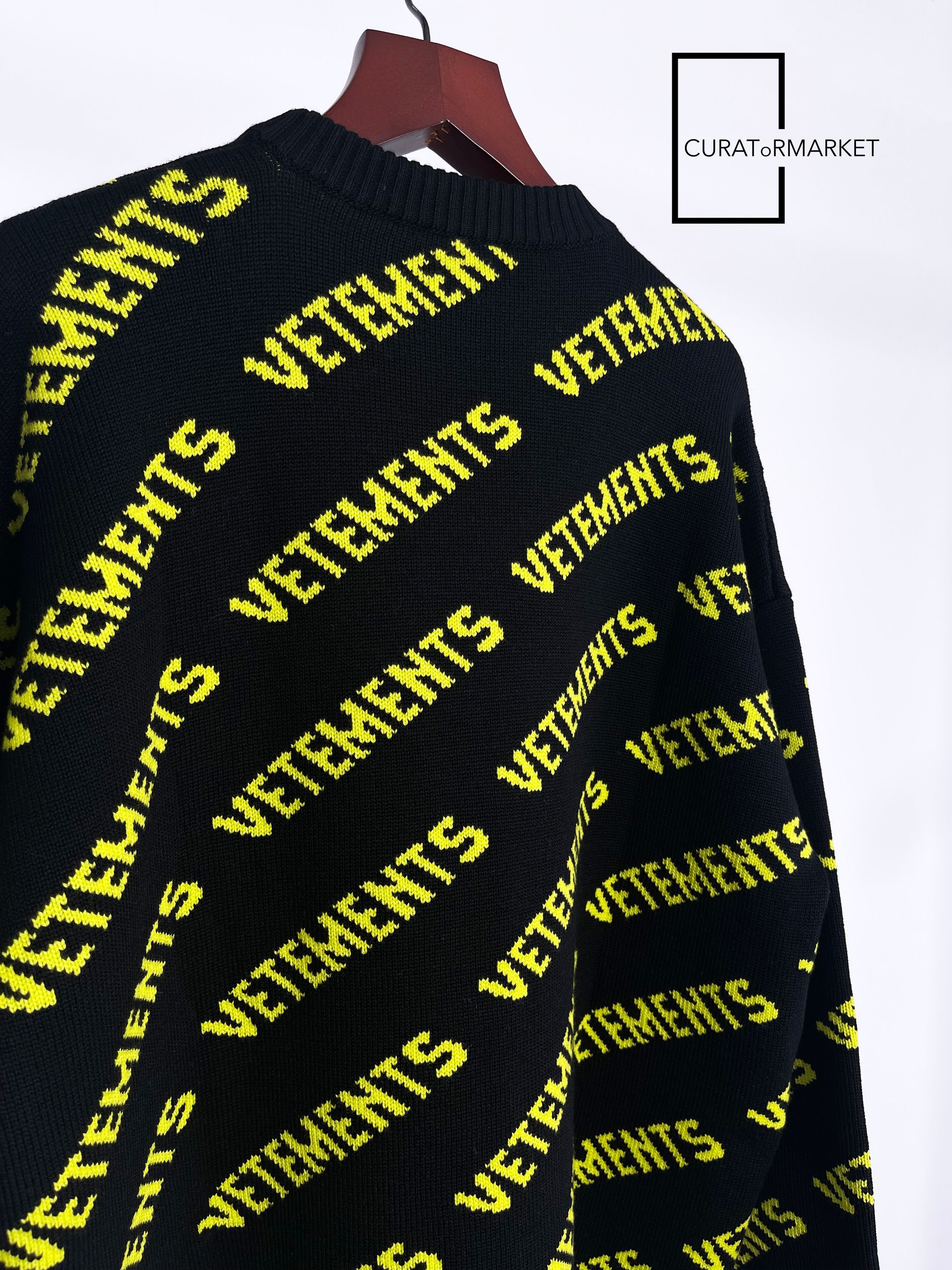 Vetements RARE Neon All Over Monogram Pattern Logo Knit Fine Wool FW22 Size US S / EU 44-46 / 1 - 6 Thumbnail