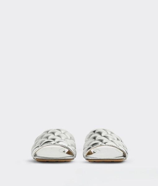 Bottega Veneta o1n1vont1124 Padded Flat Sandals Lambskin in Silver Size US 11 / IT 41 - 3 Thumbnail
