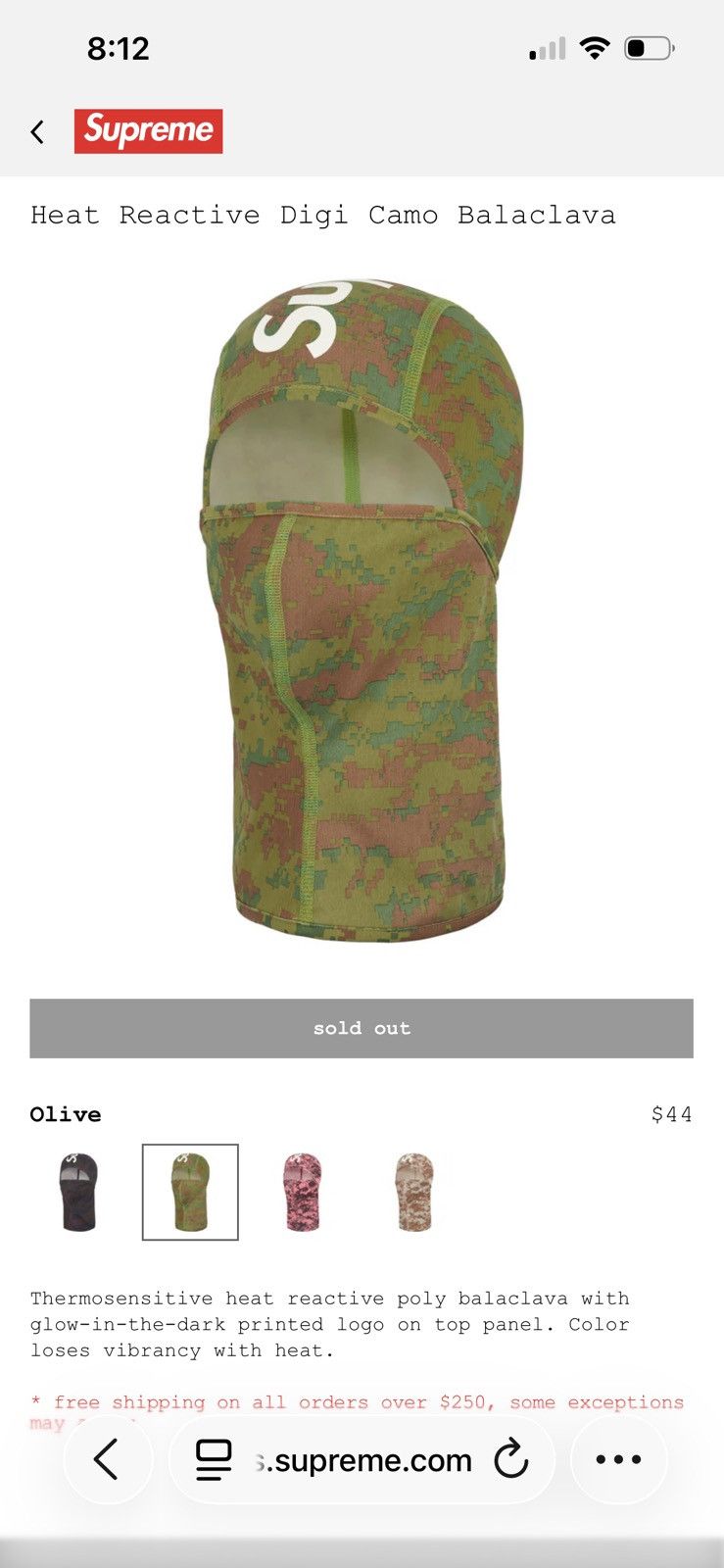 Supreme Supreme Heat Reactive Digi Camo Balaclava Size ONE SIZE - 1 Preview
