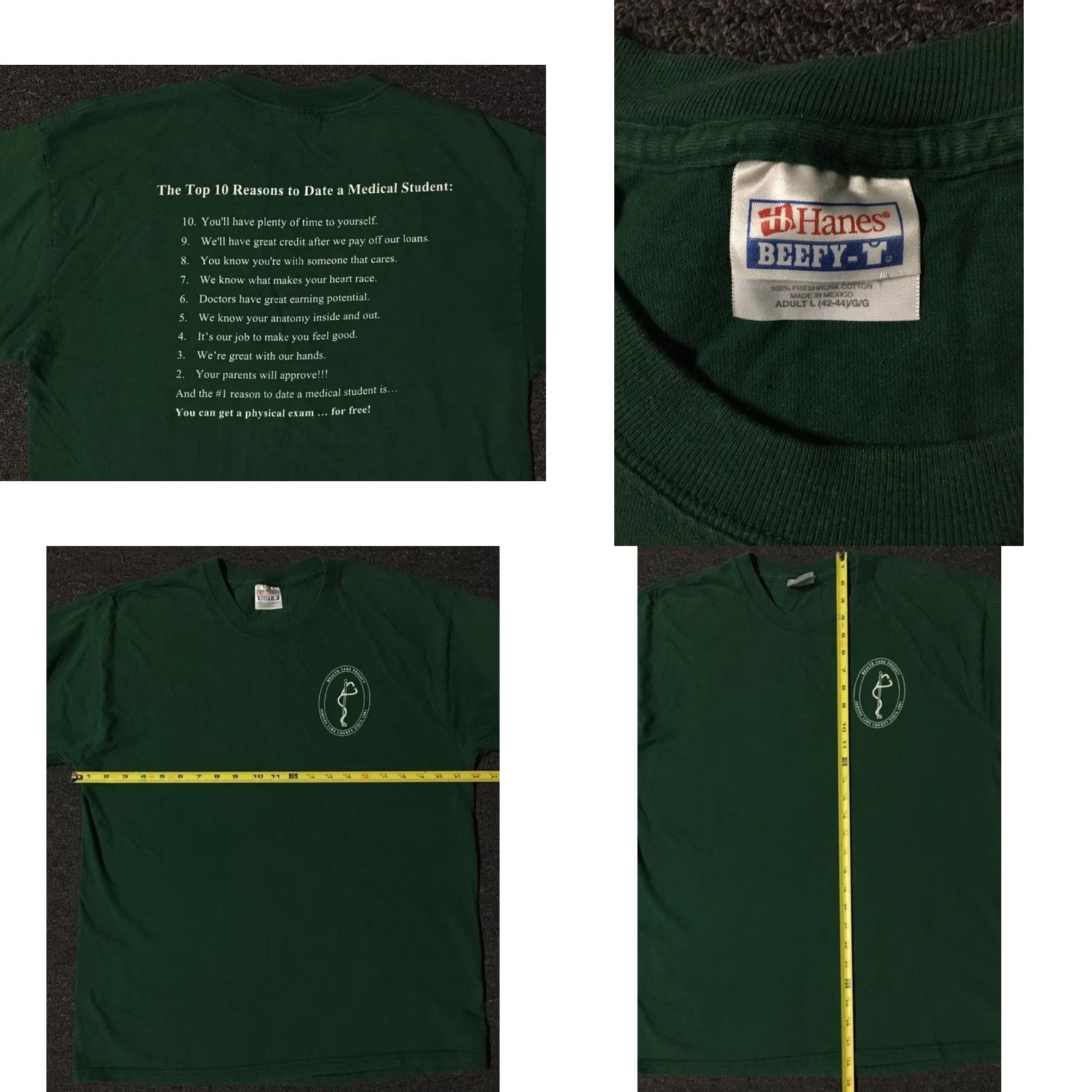 Reason VINTAGE 90s Top 10 Reasons To Date Medical Student Faded Shirt L Nurse Funny Grunge Size US L / EU 52-54 / 3 - 8 Thumbnail