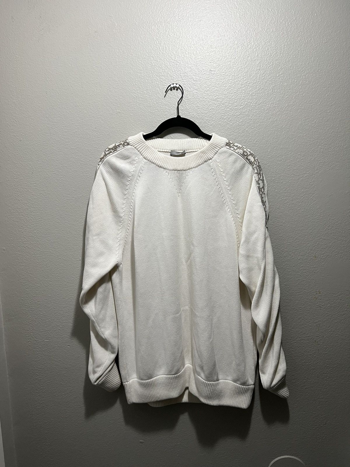 image of Christan Dior Knitted Crewneck in Cream, Men's (Size 2XL)