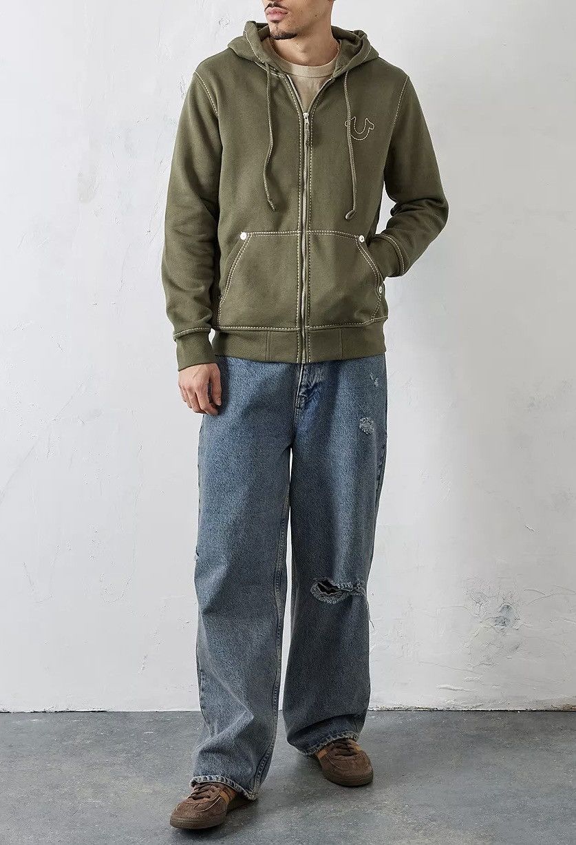 True Religion True Religion Khaki Logo Zip-Up Hoodie Size US XL / EU 56 / 4 - 3 Thumbnail