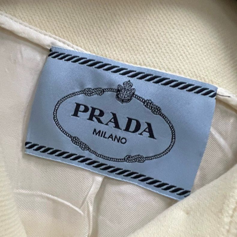 Prada Prada Size 38 Beige triangle logo jacket 2502-Nextarrow Size US XS / EU 42 / 0 - 5 Thumbnail