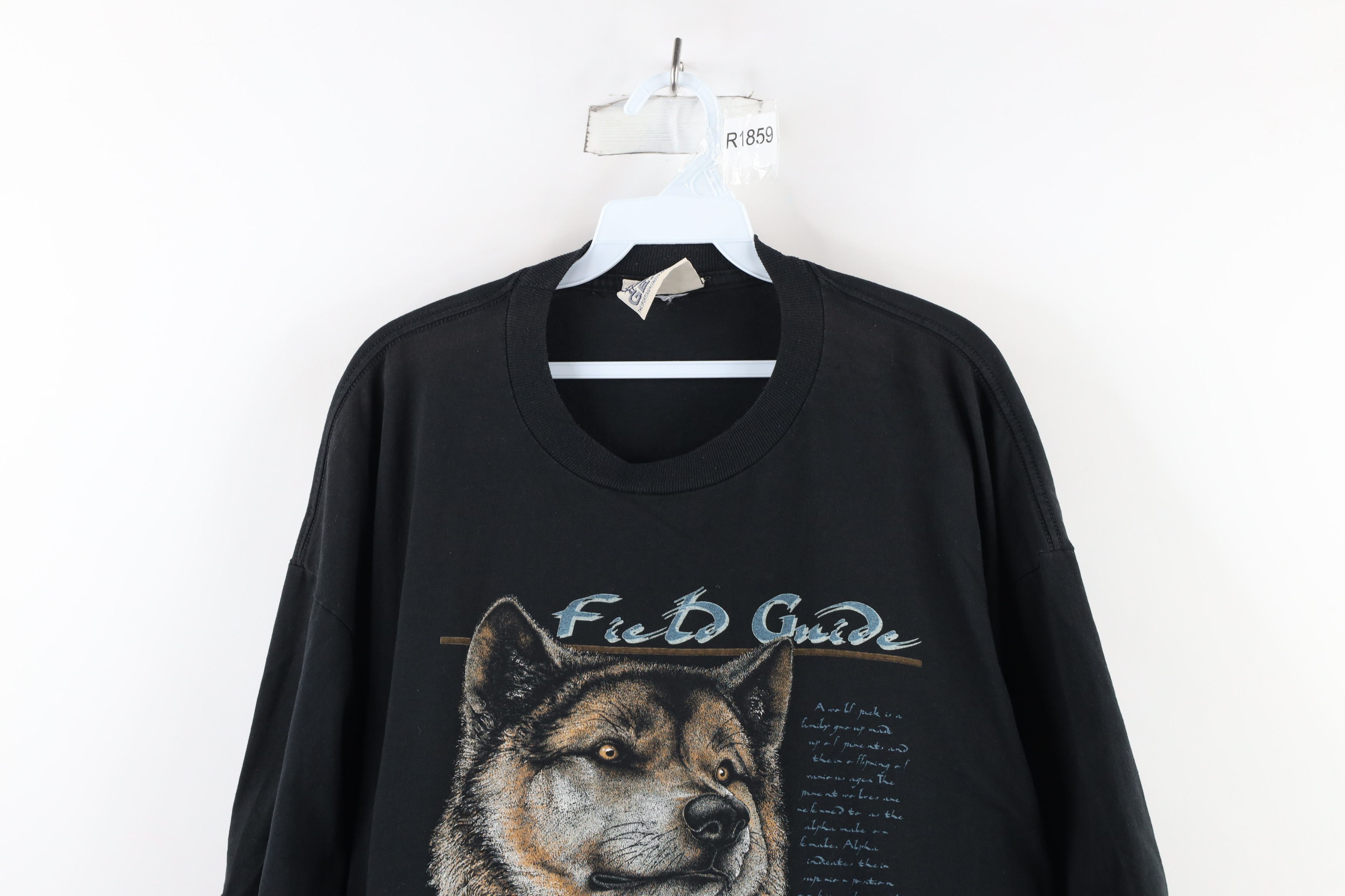 Vintage Vintage 90s Streetwear Wolf Short Sleeve T-Shirt Black Size US XXL / EU 58 / 5 - 2 Thumbnail