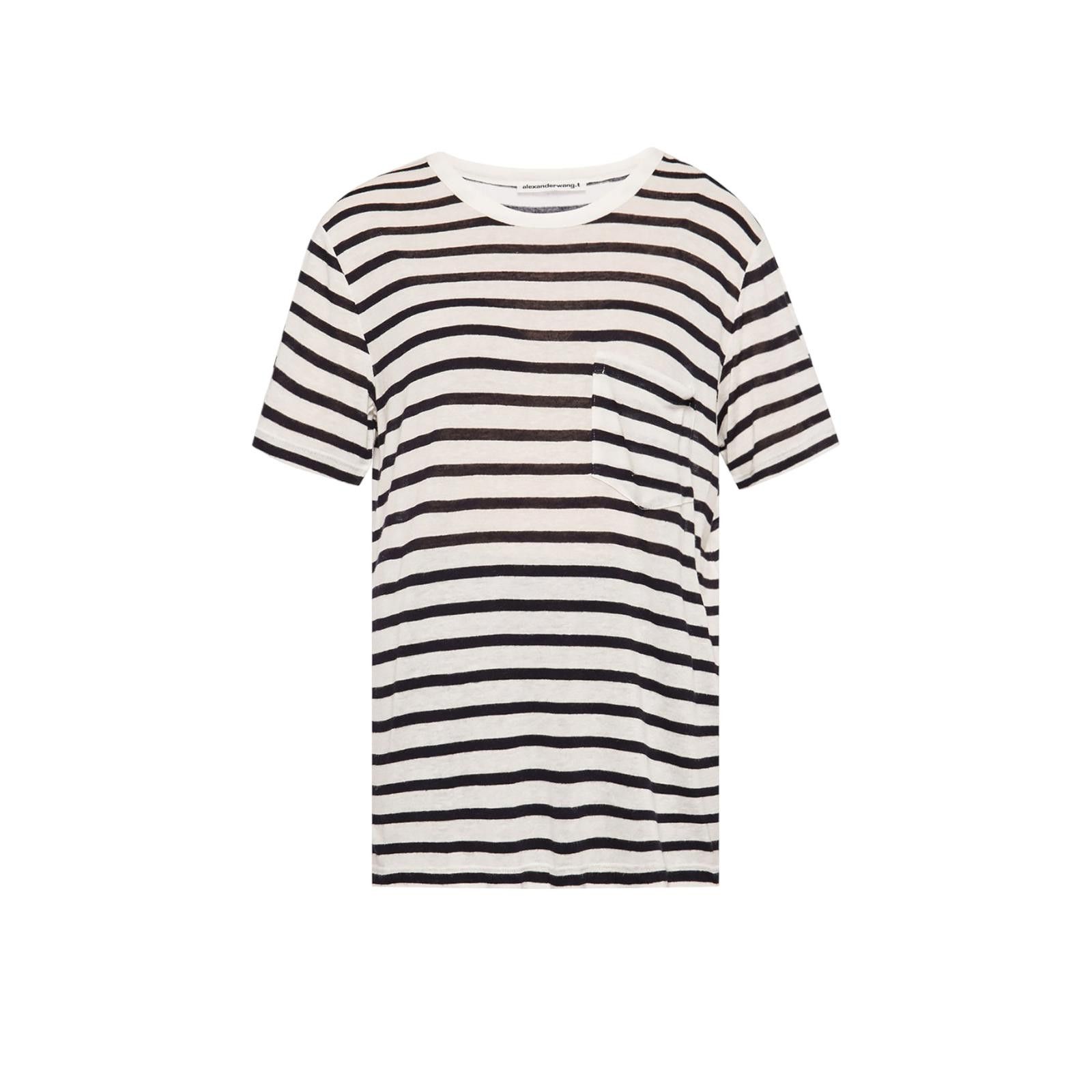 Alexander Wang Alexander Wang T-shirt black/white striped vicose Size S / US 4 / IT 40 - 1 Thumbnail