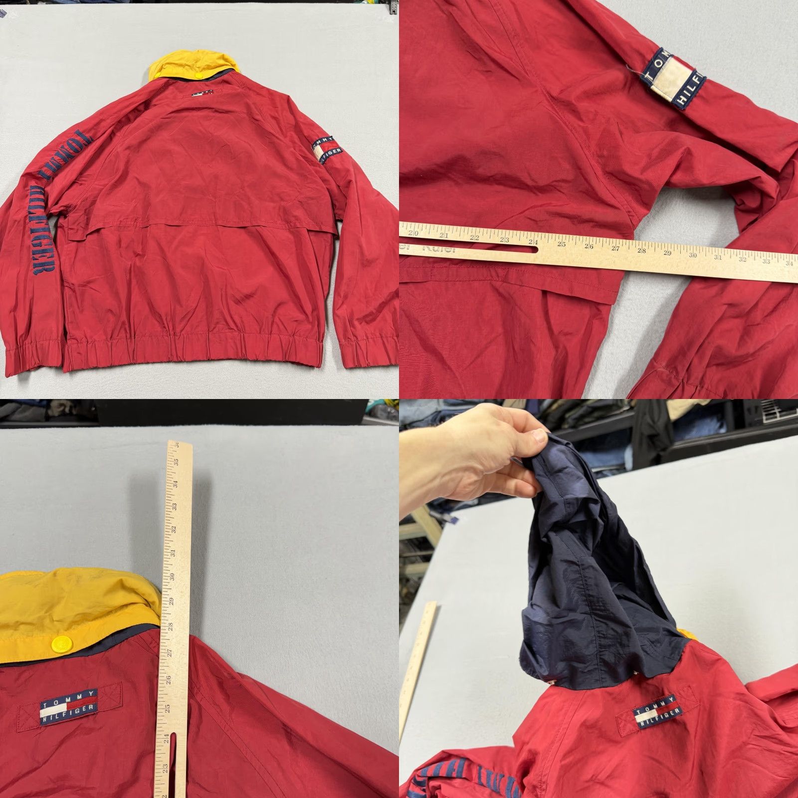 Tommy Hilfiger VINTAGE Tommy Hilfiger Jacket Mens Large Red Hooded Windbreaker 90s Logo Embroidered Zip Pockets Lightweight Size US L / EU 52-54 / 3 - 8 Thumbnail