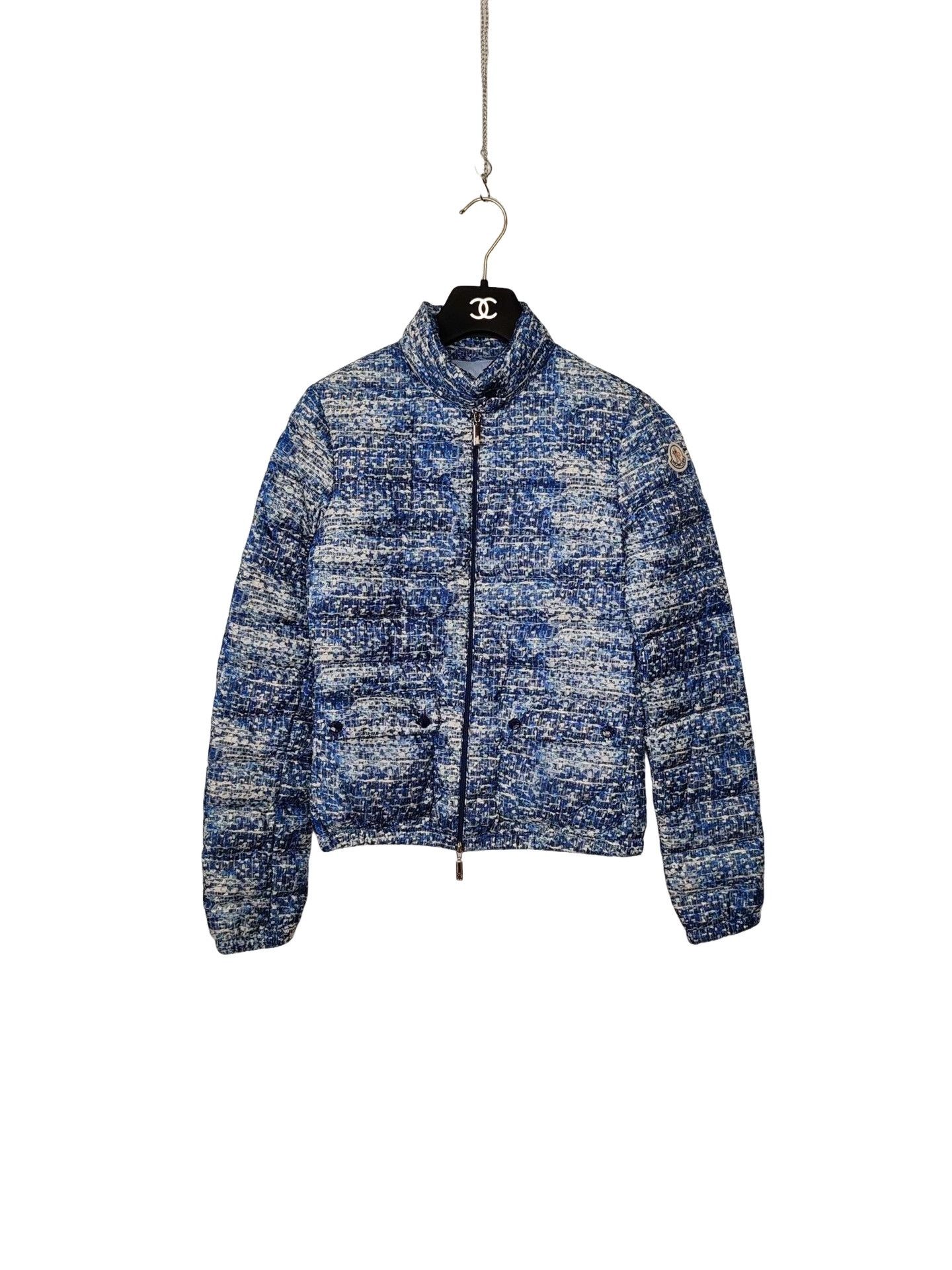 Moncler Moncler Blue Tweed Textured Puffer Jacket Size 00 Size XS / US 0-2 / IT 36-38 - 1 Thumbnail