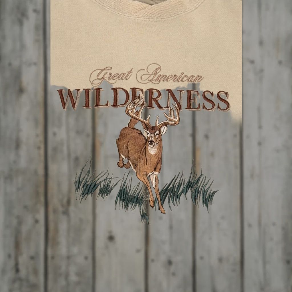 Greats VINTAGE Lost Terrain Sweatshirt Deer Buck Great American Wilderness 2000s Large White Beige Mens Size US L / EU 52-54 / 3 - 1 Thumbnail