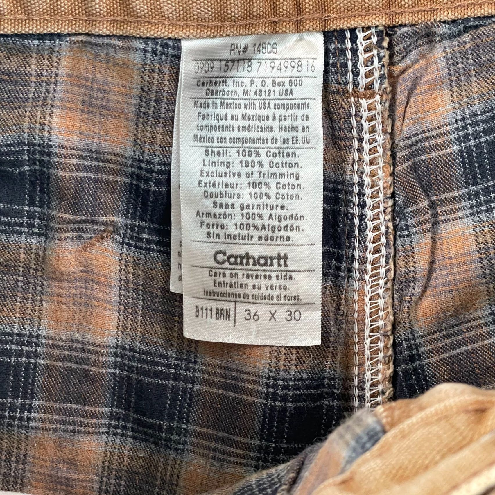 Carhartt Carhartt Flannel Lined Pants 34x28 Brown Carpenter Duck Canvas B111 Mens Jeans Pants Size US 34 / EU 50 - 2 Thumbnail