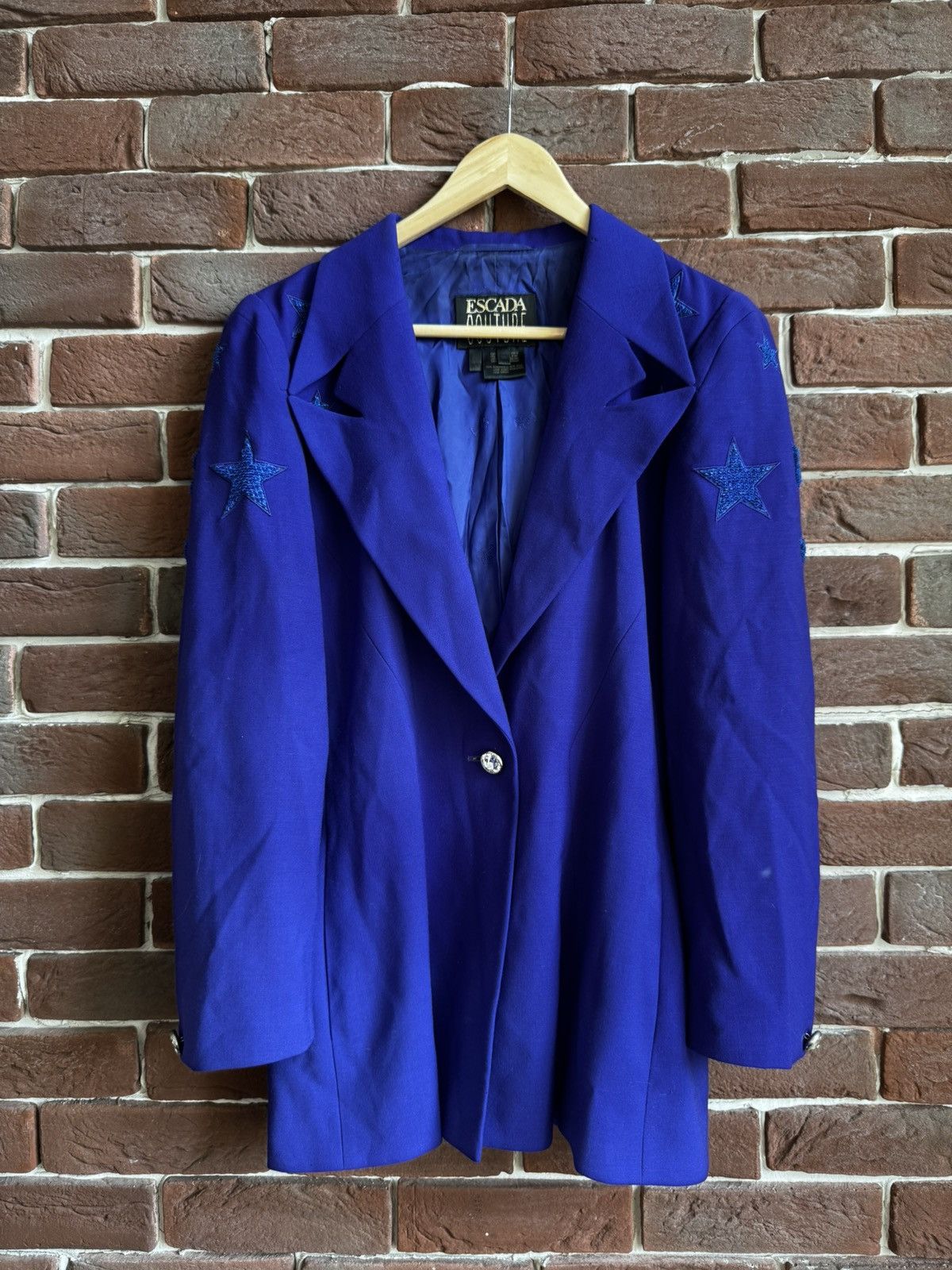 Escada 80s Escada Couture Blue Star Coat Blazer Jacket 38 Size XS / US 0-2 / IT 36-38 - 1 Thumbnail