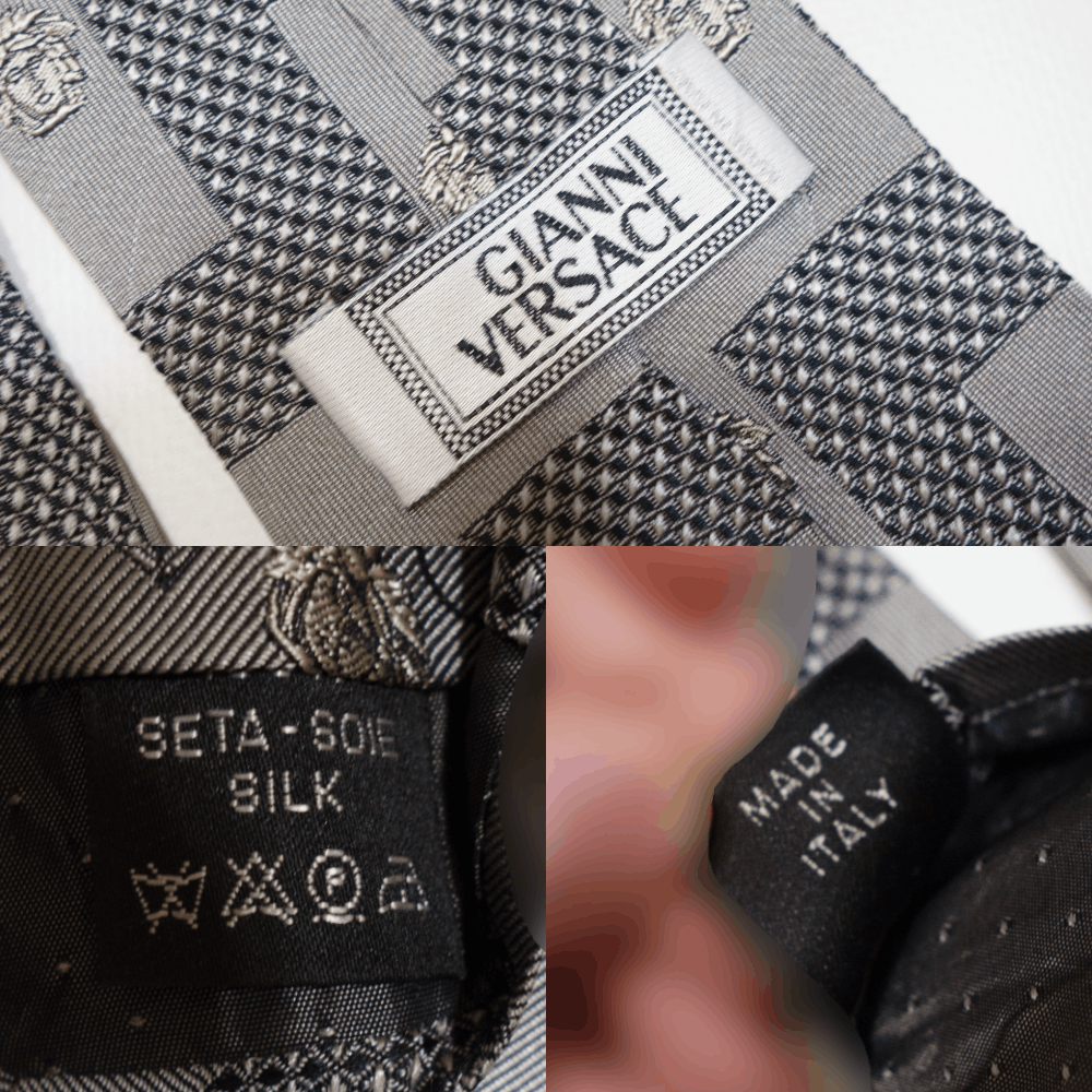 Versace 90S Medusa Monogram Silk Tie Vintage Size ONE SIZE - 8 Thumbnail