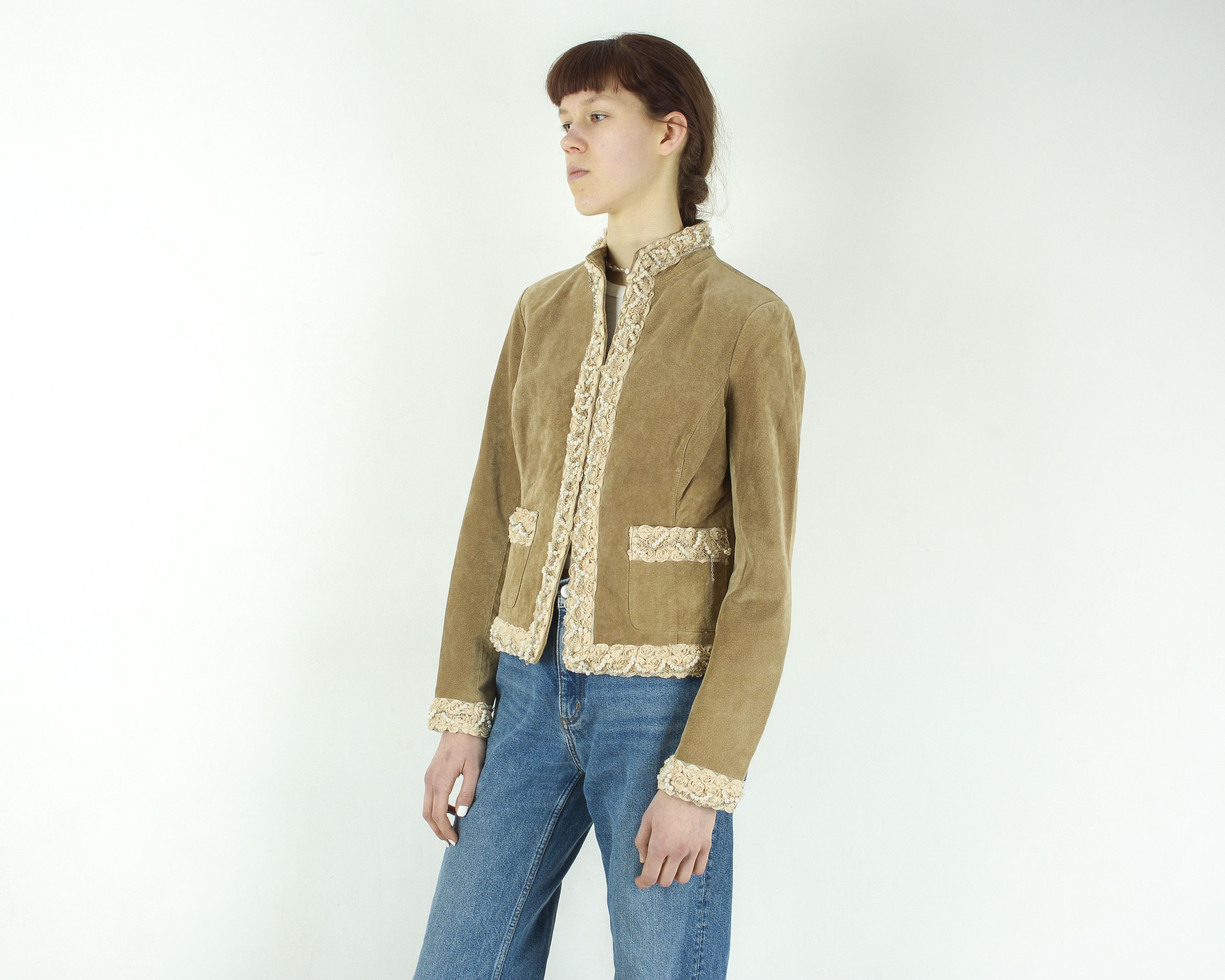 Leather × Vintage JOSEPHINE & CO Suede Genuine Leather Jacket Blazer Tan Beige Size XS / US 0-2 / IT 36-38 - 2 Thumbnail