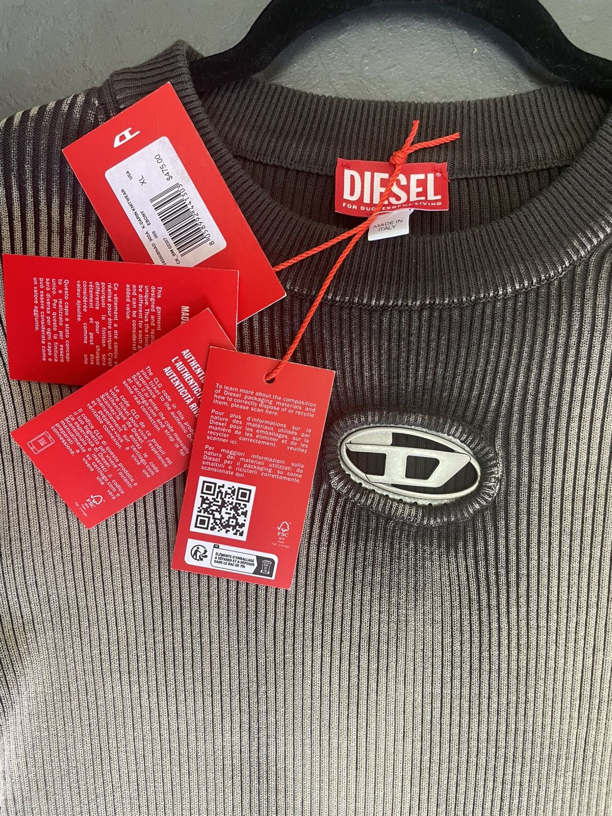 Diesel Diesel K-Darin Treated Jumper with metal logo insert Size US XL / EU 56 / 4 - 3 Thumbnail