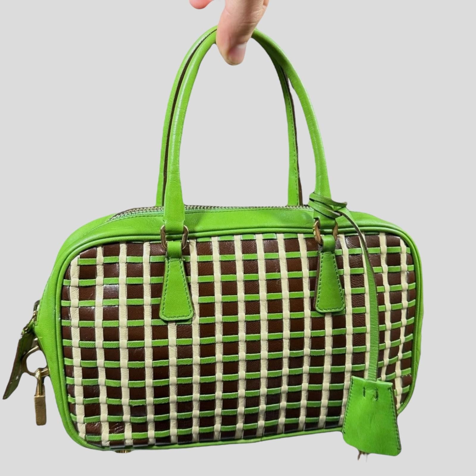 Prada Prada 2001 Mini Top Handle Leather Woven Bag + Cards Dustbag Size ONE SIZE - 2 Thumbnail