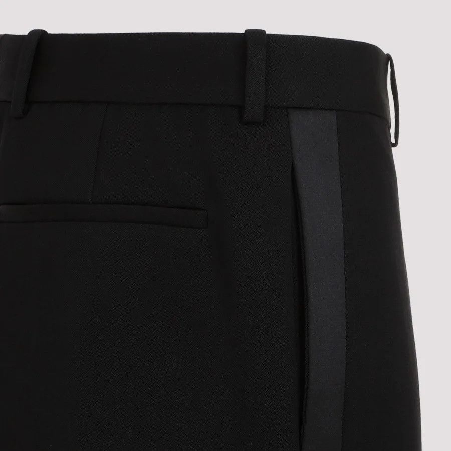 Saint Laurent Paris o1s1wg111124 High-Waisted Tuxedo Pants Grain de Poudre Black Size US 34 / EU 50 - 4 Thumbnail