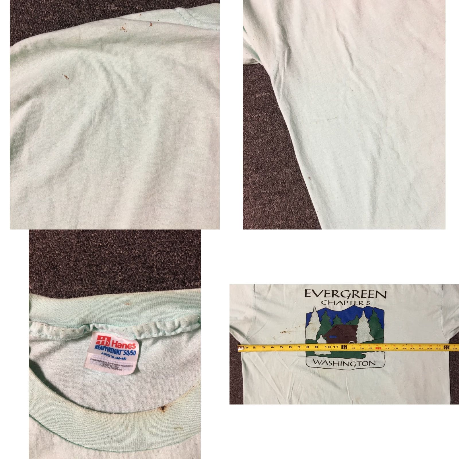 Evergreen VINTAGE Washington Evergreen State Shirt XL USA 90s Grunge Nature Distressed Single Stitch Mens T-Shirt Green Size US XL / EU 56 / 4 - 8 Thumbnail