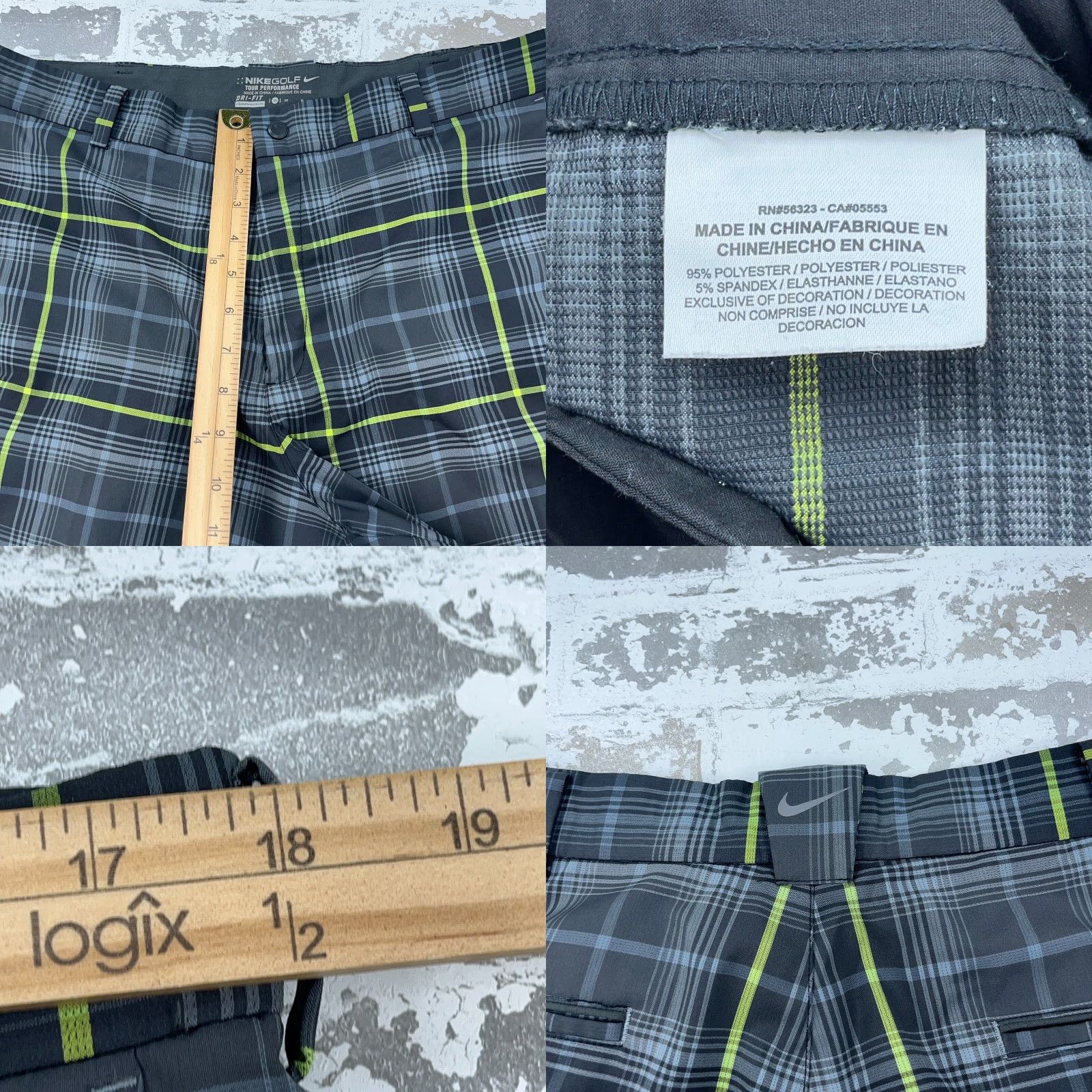 Nike Nike Chino Shorts Men 35 Gray Dri Fit Tour Performance Tartan Plaid Stretch Short Size US 35 - 8 Thumbnail