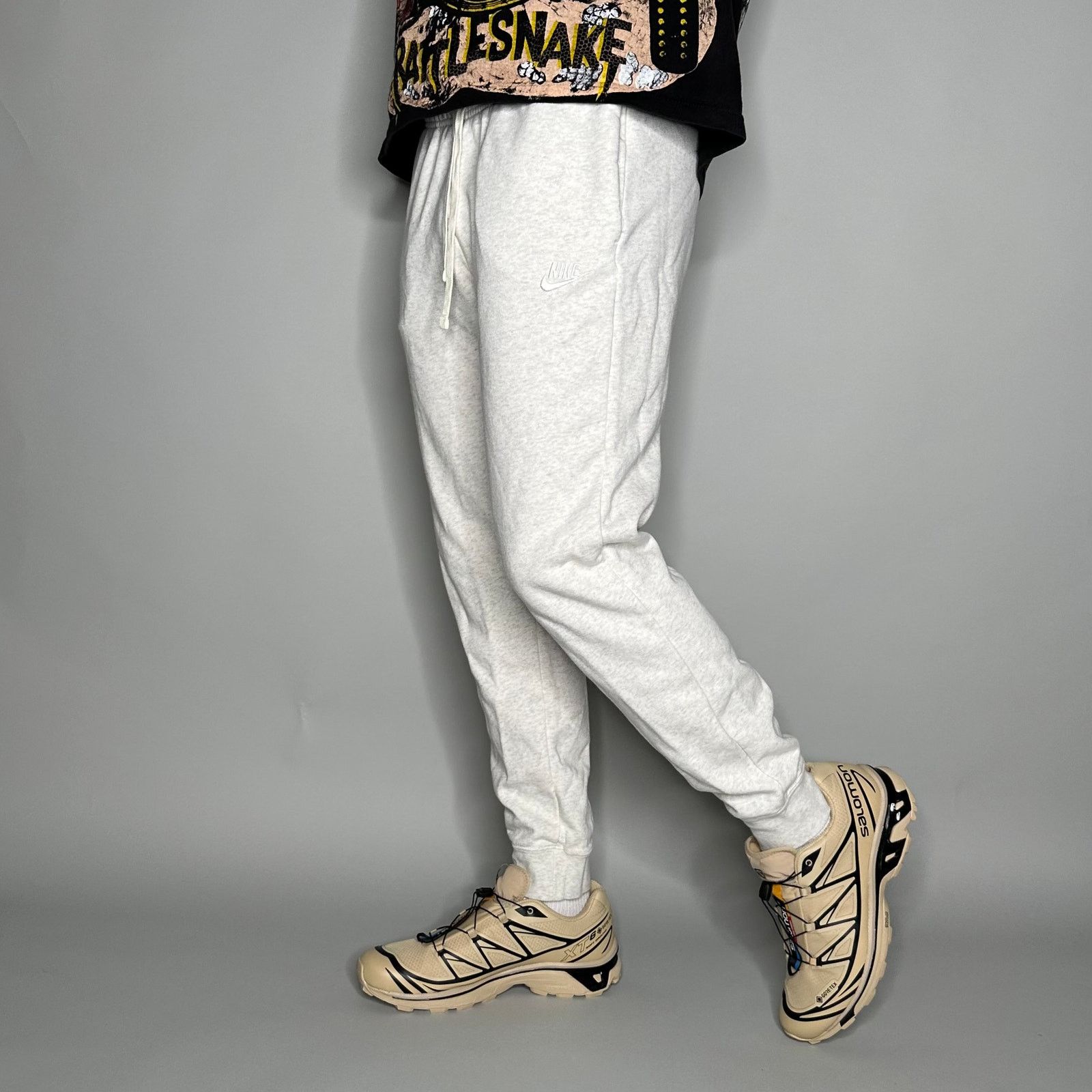 Vintage Y2K Nike Sweatpants Mens M Light Grey Subtle Joggers
