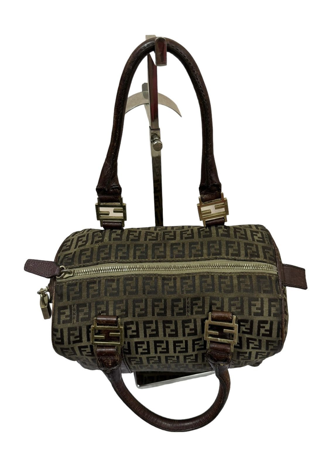 Fendi Authentic🔥Fendi Zucca Zucchino FF Logo Boston Tote Bag Size ONE SIZE - 7 Thumbnail