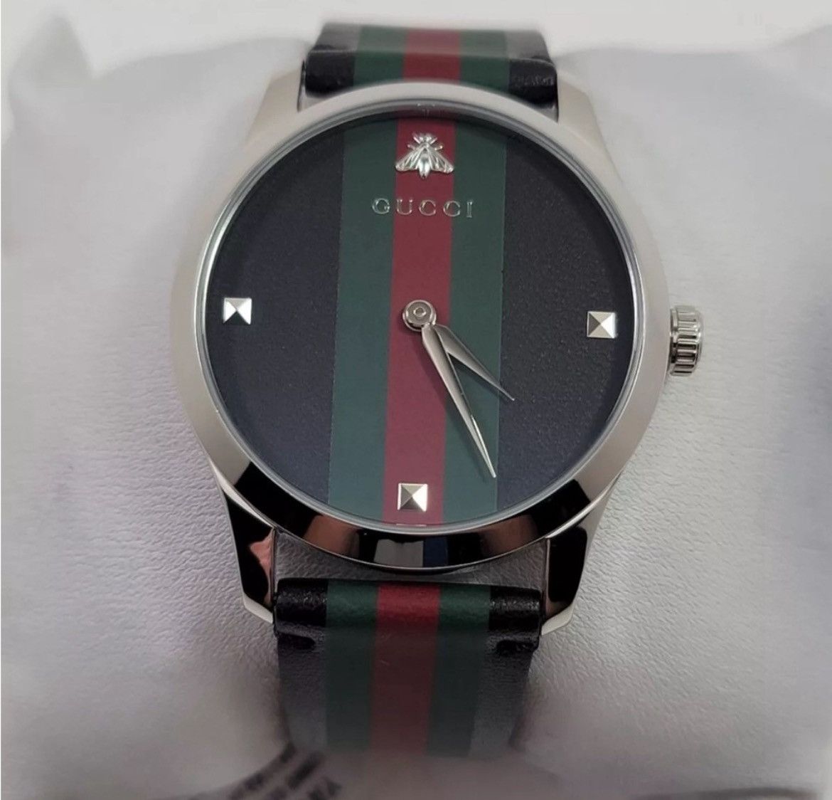 Gucci G-Timeless Swiss Quartz Leather Strap Watch Ya1264079 in Red, Men's